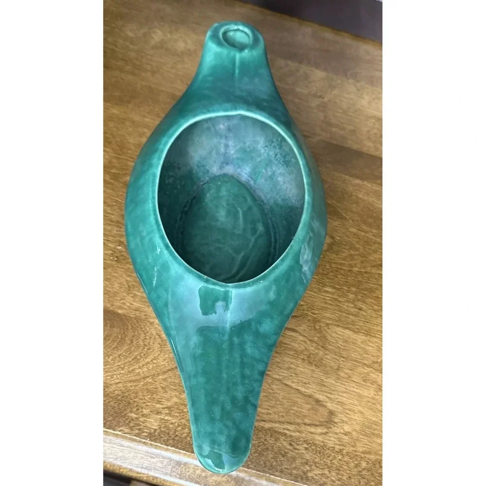 Gonder Pottery Genie Lamp Planter Vase Green 12
